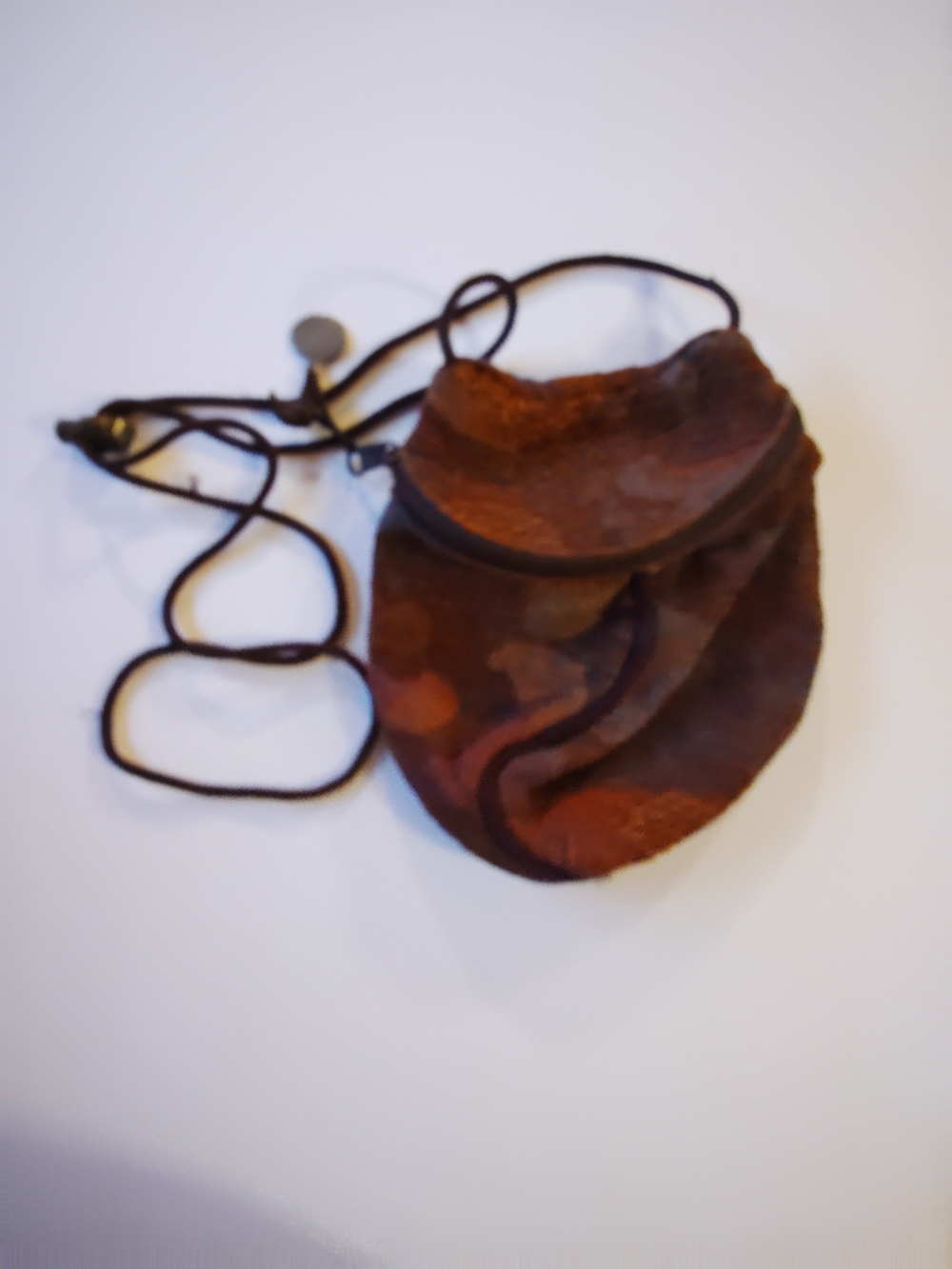 Leather Crossbody Pouch in Brown and Rust